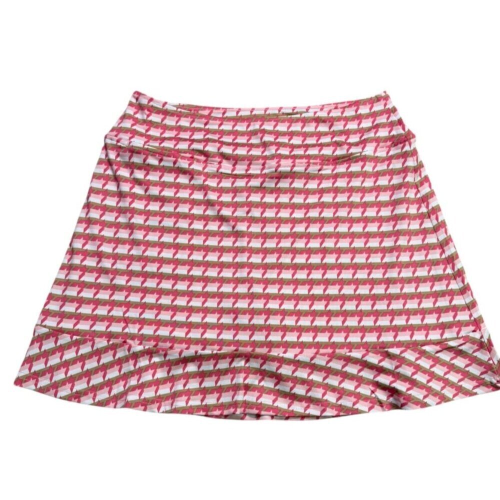 Golftini Friendship Pull-On A-Line Skort Pink Print Size L NWT